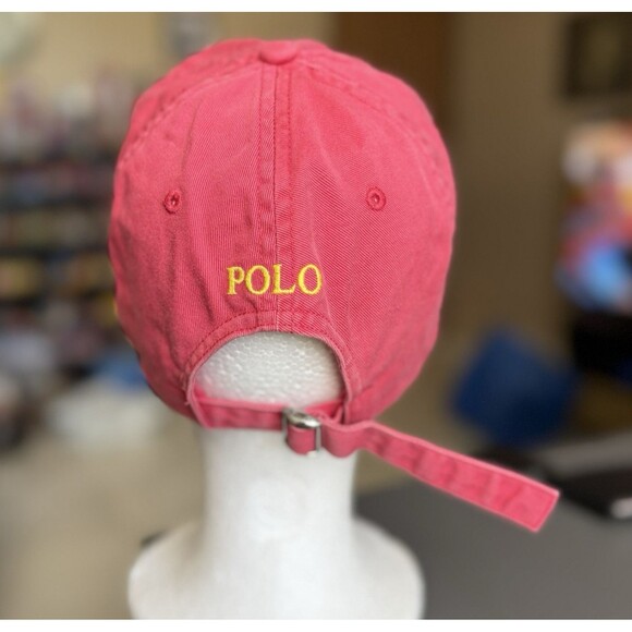 Polo Ralph Lauren Hat Navy With Yellow Embroidered Jockey Strap Adjustable - Picture 5 of 7